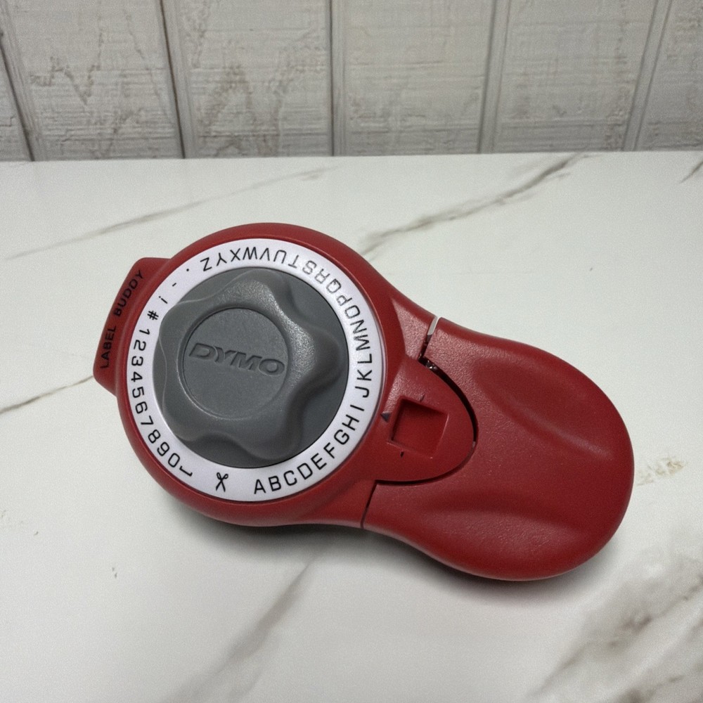Dymo Label Buddy Handheld Manual Embossed Label Maker Red Tested