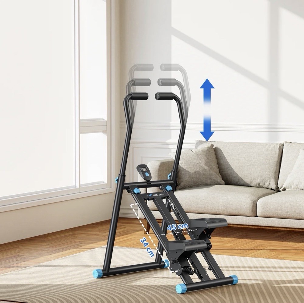 MERACH Foldable Stair Stepper with 3 Level Resistance Black