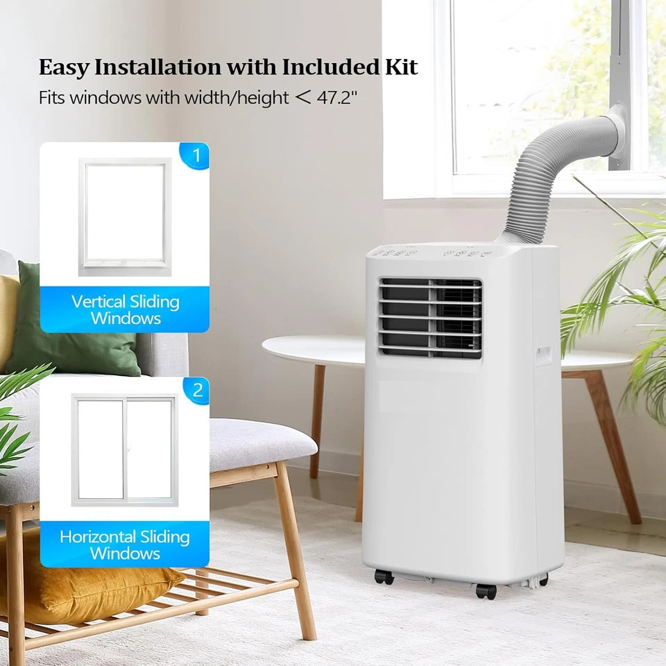 9000 BTU Portable Air Conditioner 300 sq. ft 9000 BTU/H (ASHARE)/6000 BTU/H SACC