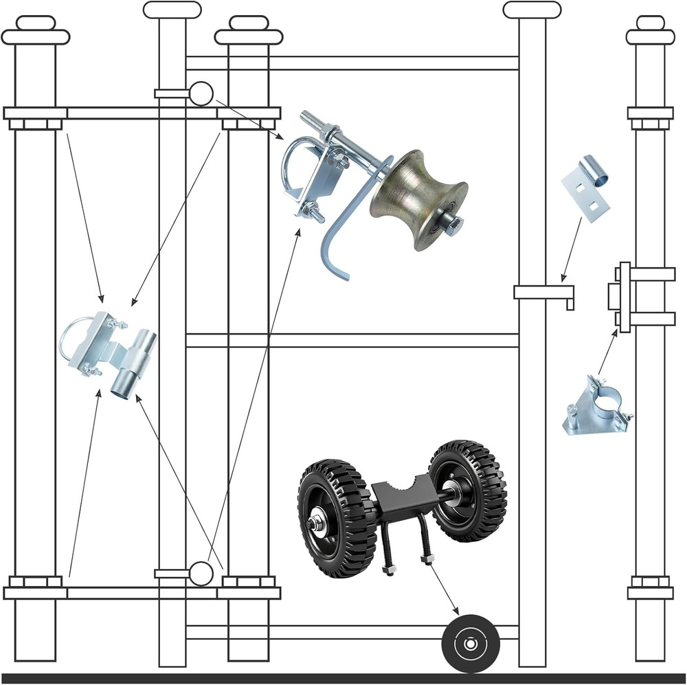 Heavy Duty 6" Rolling Gate Hardware Kit for Chain Link & Sliding Gates