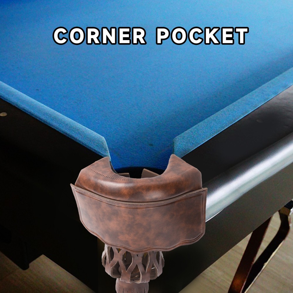Set of 6 PU Leather Billiard Pool Table Pockets. Replacement Web Drop Bag Set
