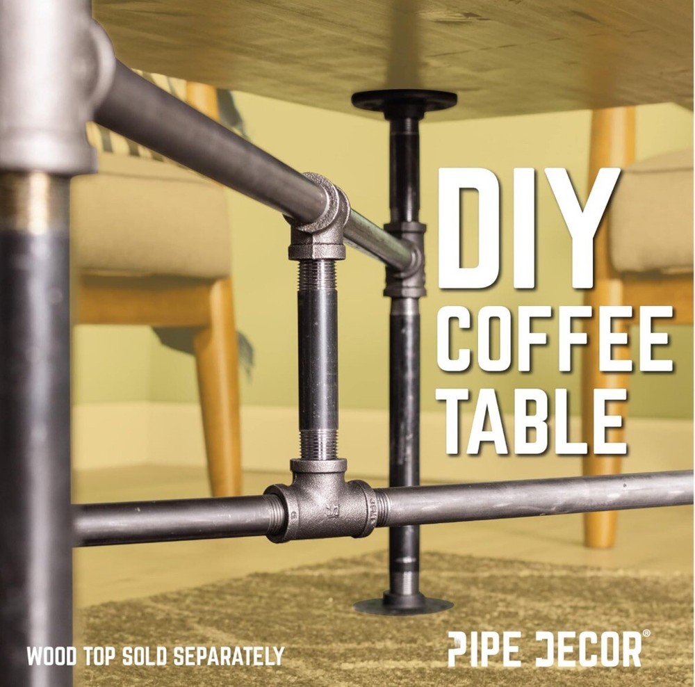 Industrial Pipe Decor Coffee Table Leg Set, Rustic Living Room Office Table Base