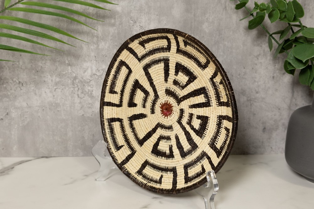 Black and White Greek Key Basket Plate