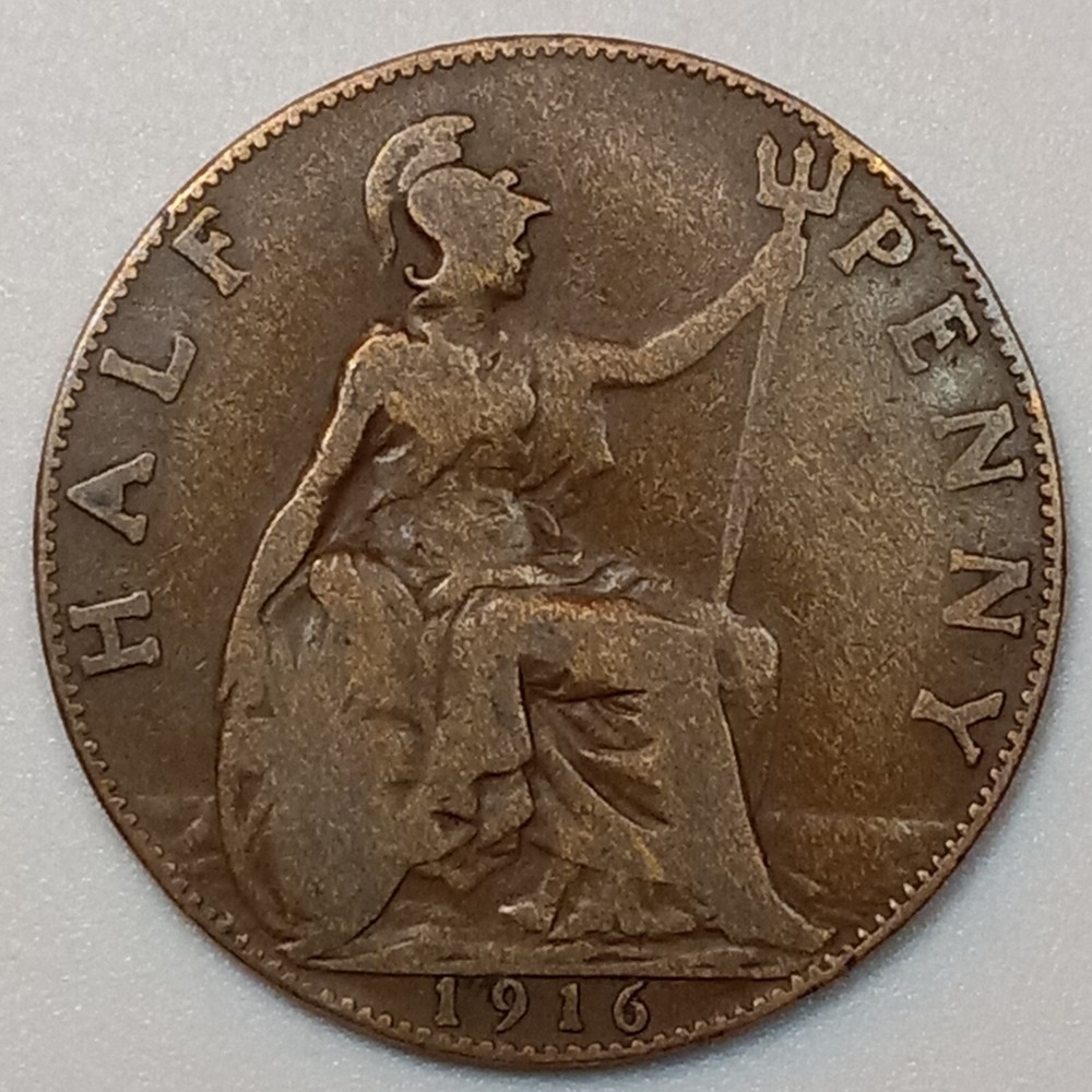1916 UK Great Britain 1/2 Penny