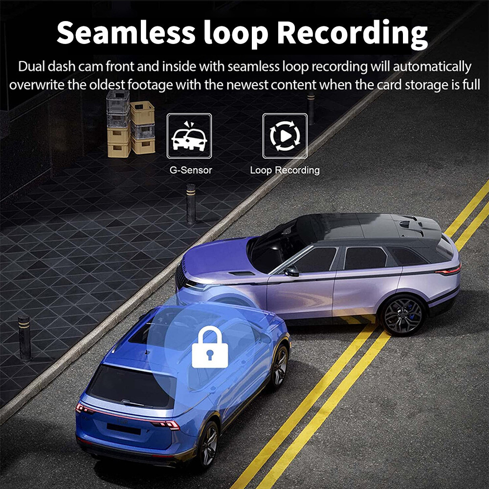 1080P Car Camera Dual Len Dash Cam Front Rear Inside Video Recorder Night Vision