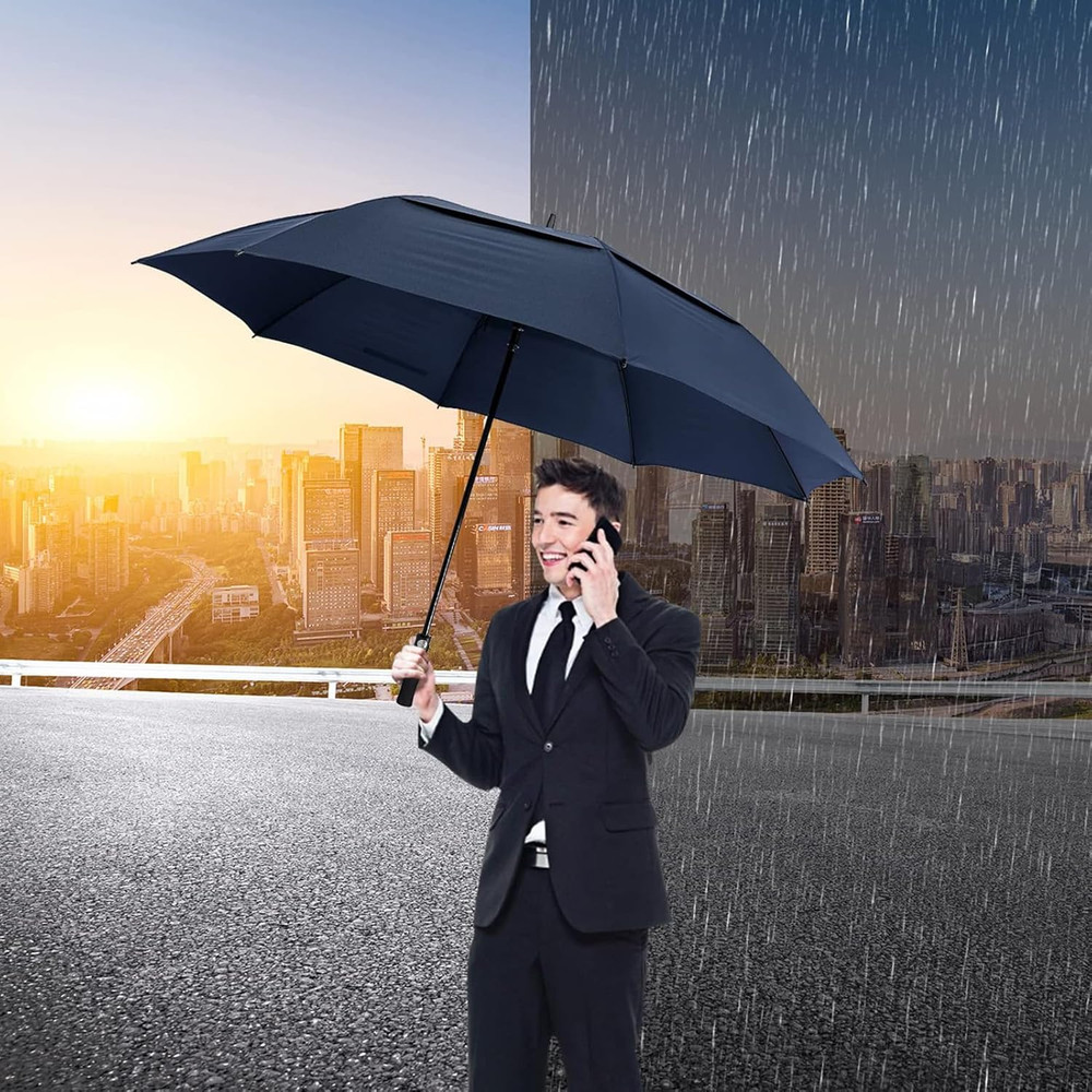 72 Inch Huge Large Oversize Golf Umbrella Automatic Open Double Canopy Vented Wi