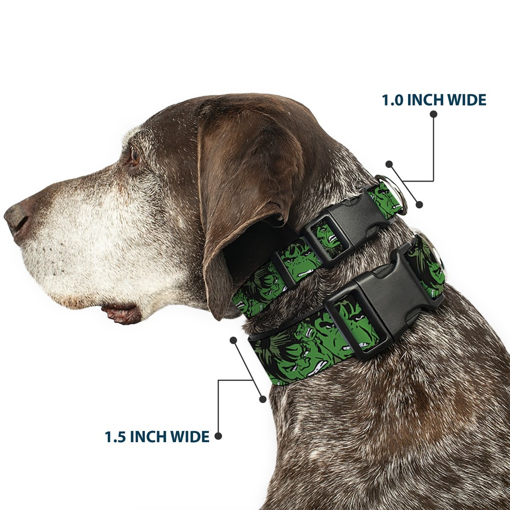 MARVEL COMICS Plastic Clip Collar The Hulk Stacked NARROW-Medium 8.5-12"