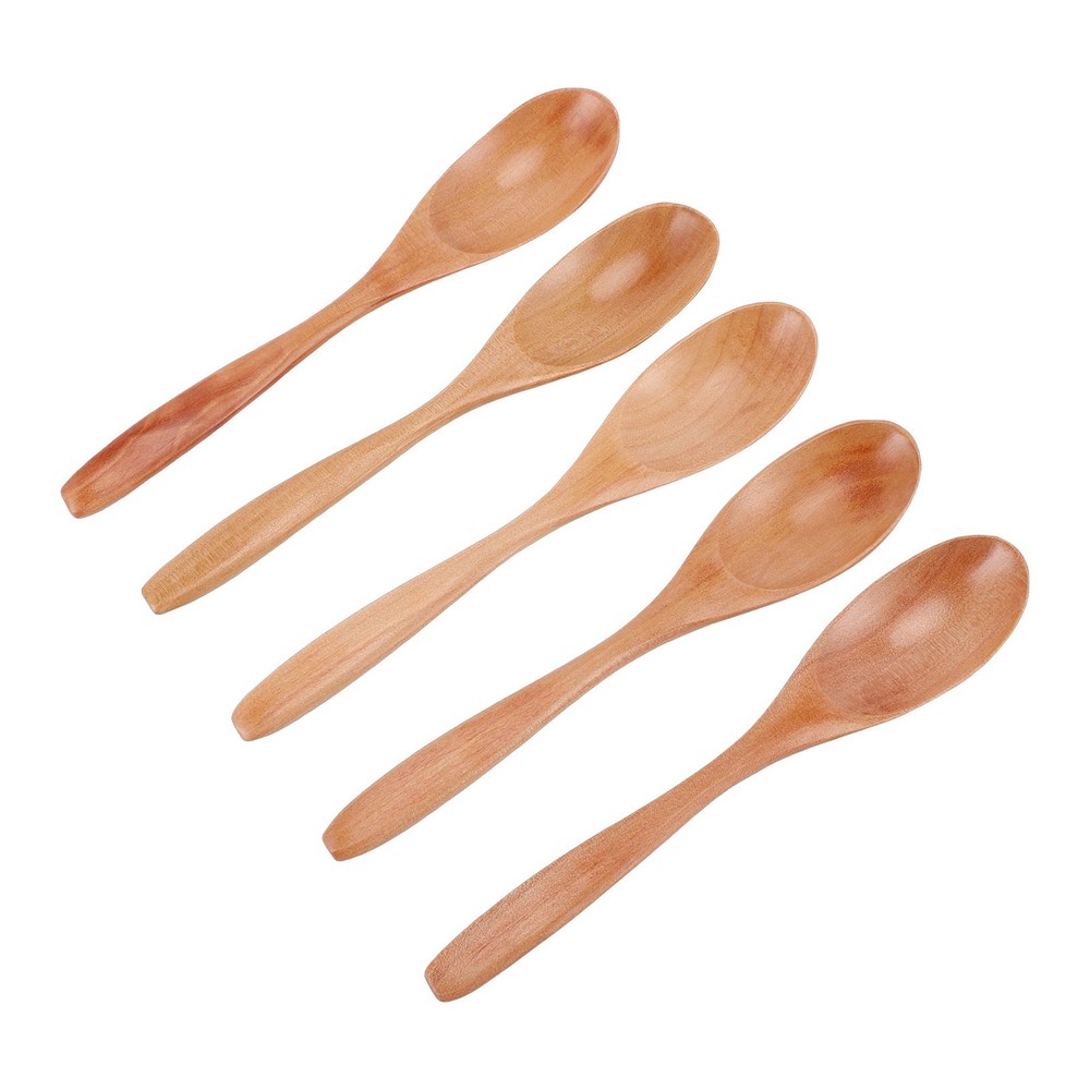 5 Wooden Honey Spoons Durable Serving Set For Kitchen Use