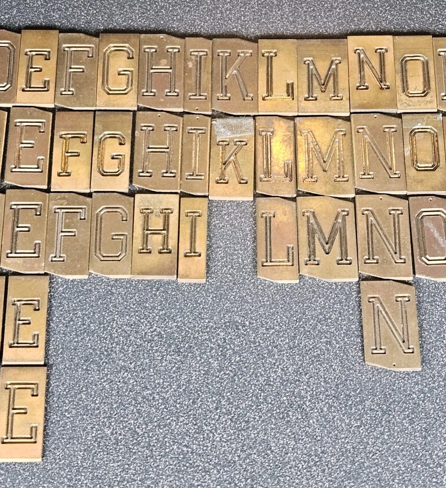 Double Line Block Engraving Font Set Letters - Brass - Imcomplete Lot
