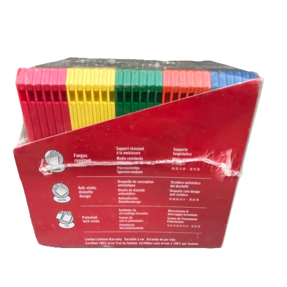 Imation Rainbow Diskettes 3.5" 2HD IBM 1.44MB 30 Pack Assorted Colors