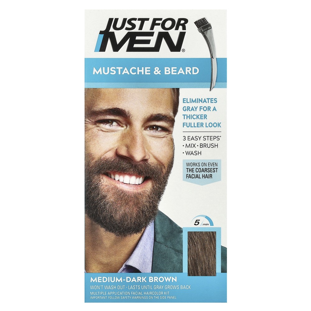 Mustache & Beard, Brush-In Color, M-40 Medium-Dark Brown, 1 Multiple Application
