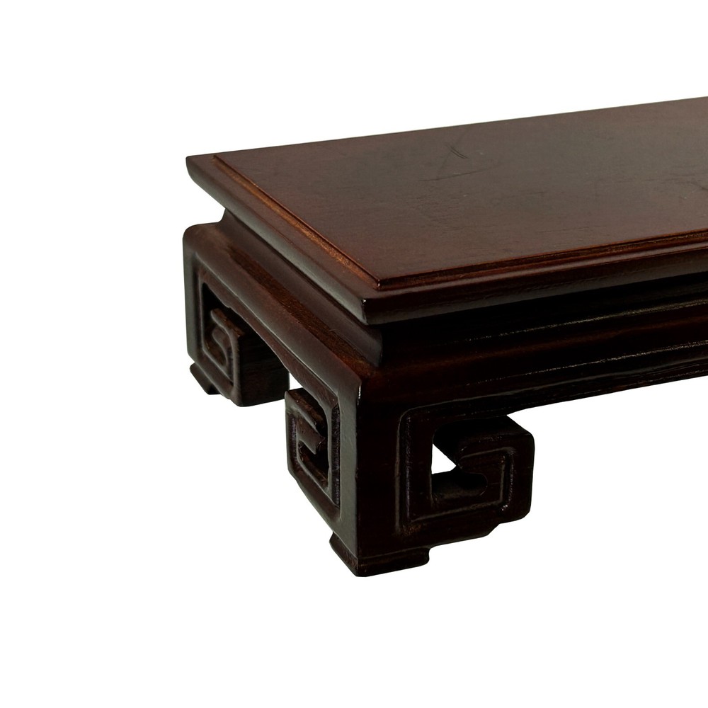 5.5" Brown Wood Rectangular Ru Yi Scroll Leg Display Stand Riser Easel ws4148A