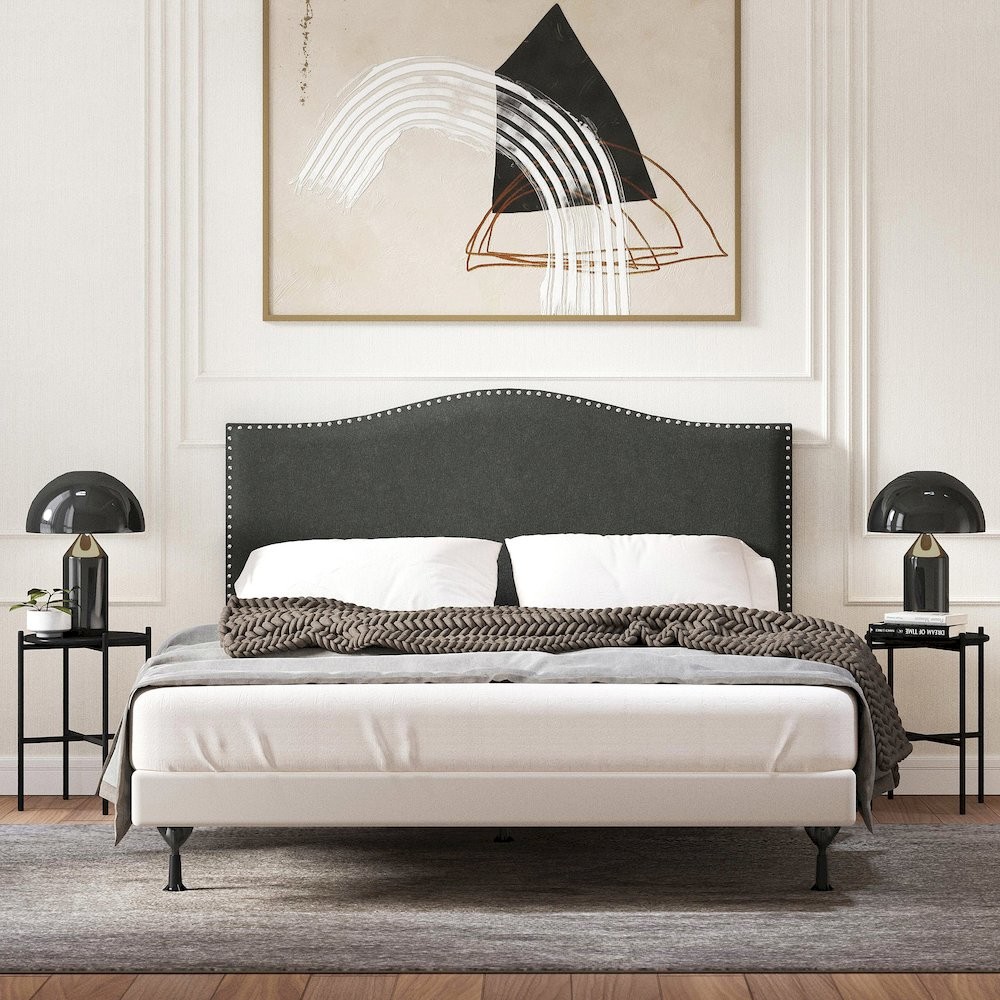 Upholstered Headboard Queen Gray