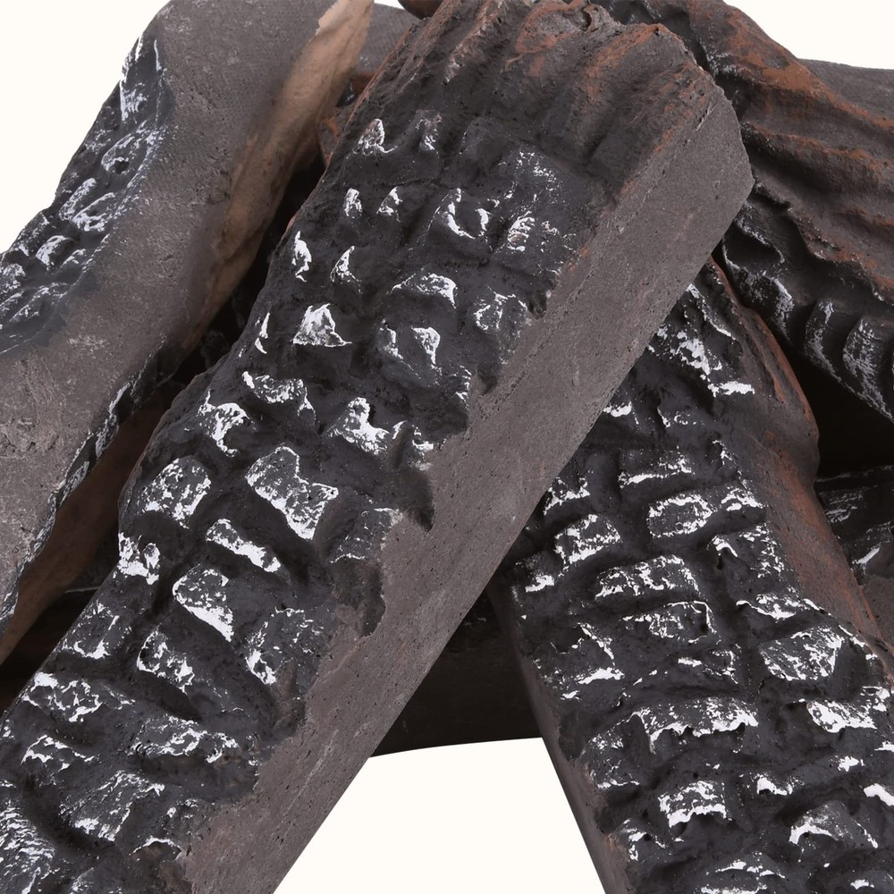 Large Gas Fireplace Logs, 10 Piece Ceramic Fire Logs for Fire Pit and Firepla...