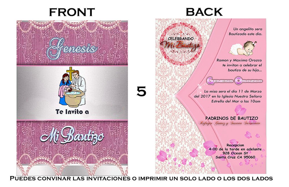 5 PSD 5x7 Invitation Bautizos