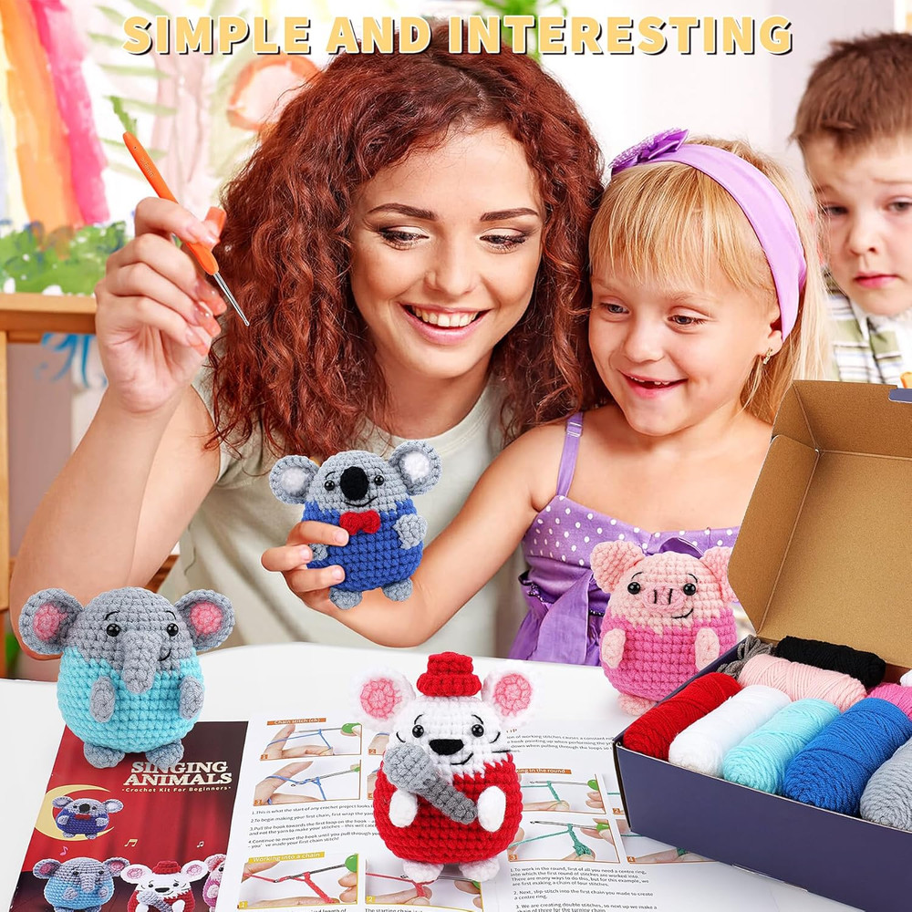 Crochet Kit for Beginners - 4 PCS Crochet Starter Kit with Step-by-Step Video Tu