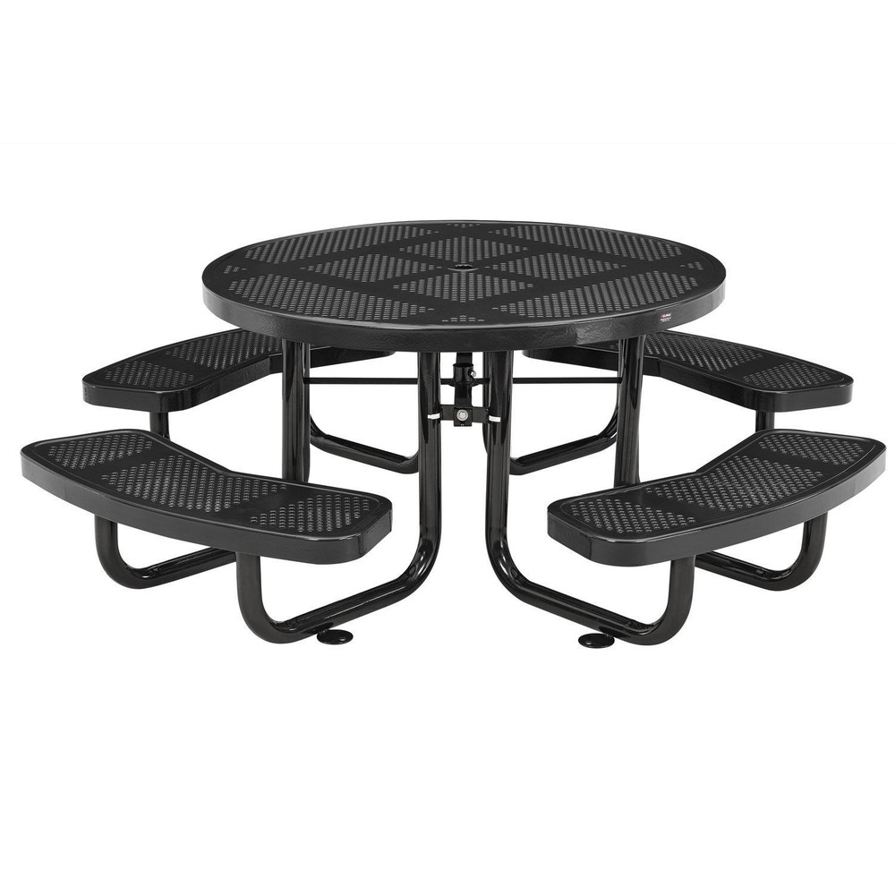 46" Child Size Round Perforated Picnic Table Black