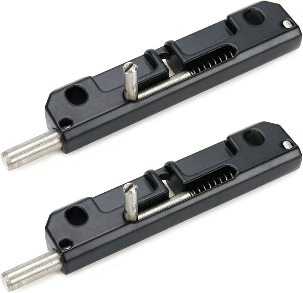 2 Pcs Spring Loaded Latch, Barrel Bolt Latch Normally Black