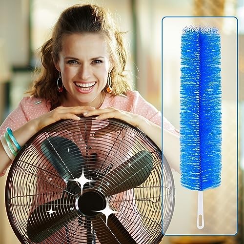 2 Pcs Cobweb Duster Bendable Fan Duster Plastic Dust Cleaner Microfiber 1 Blue