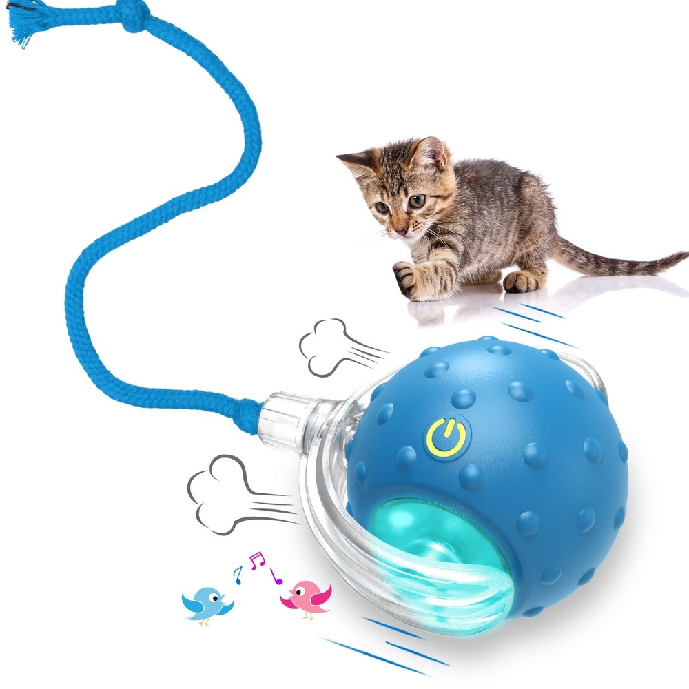 Cat Toys Interactive with Motion Activated & Chirping, Rolling Super Fast on ...