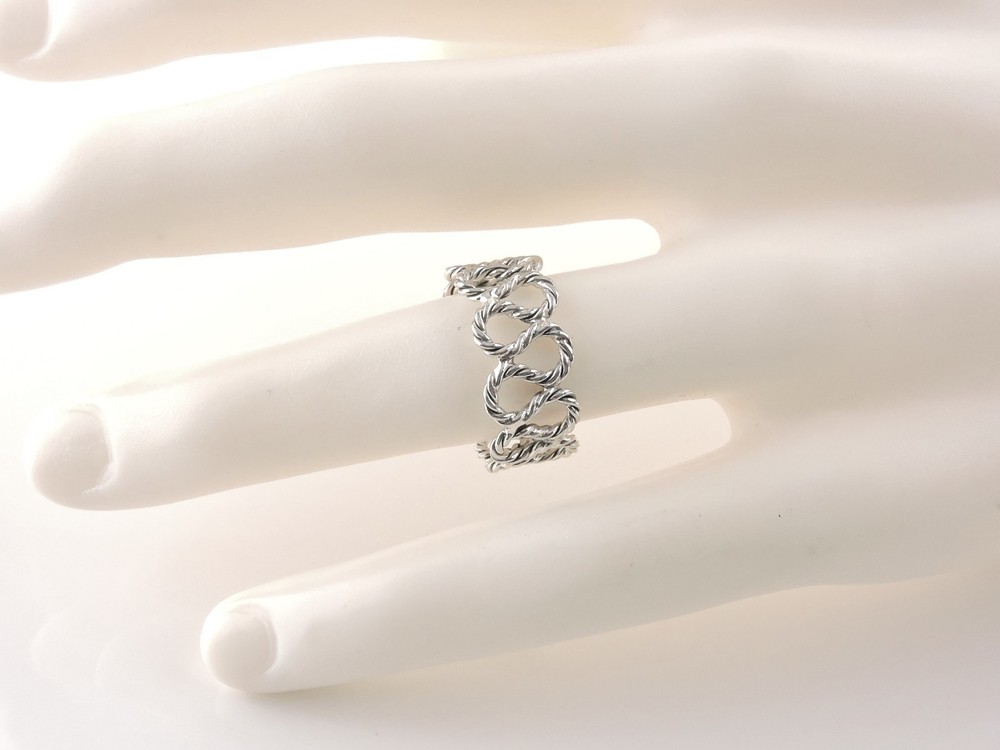 Sterling Silver Twisted Looped Rope Ring
