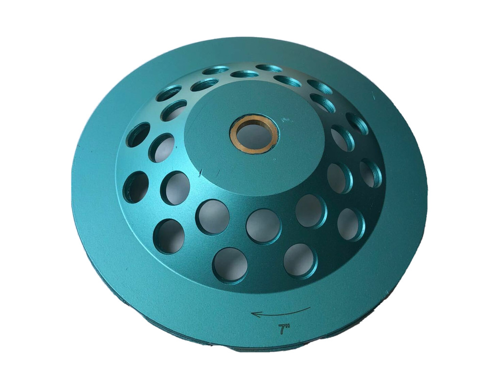 7" Double Row Cup Wheel Concrete Surface Grinding, 7/8" non-threaded Arbor