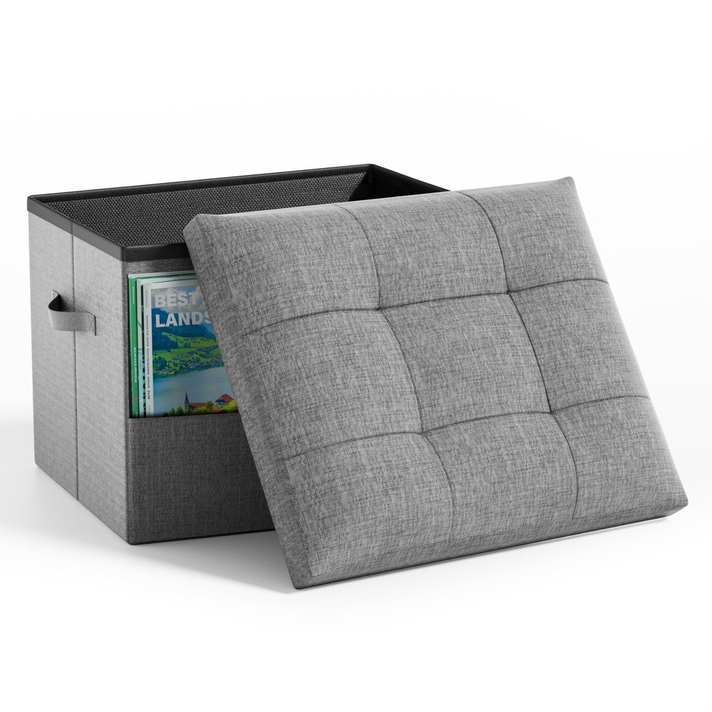 Storage Ottoman Foot Rest Stool, Foldable Foot Rest Stool with Thicker Foam P...