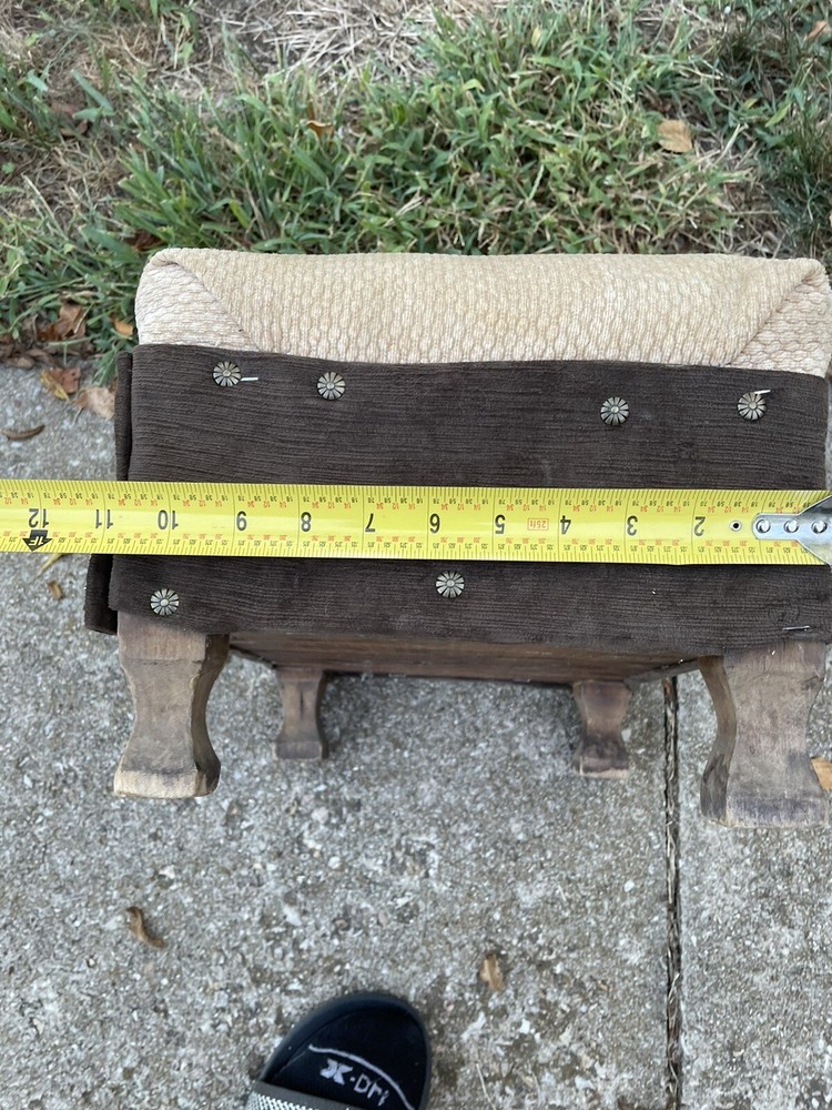 Vintage Very Heavy Solid Wood Block Foot Rest Ottoman BL
