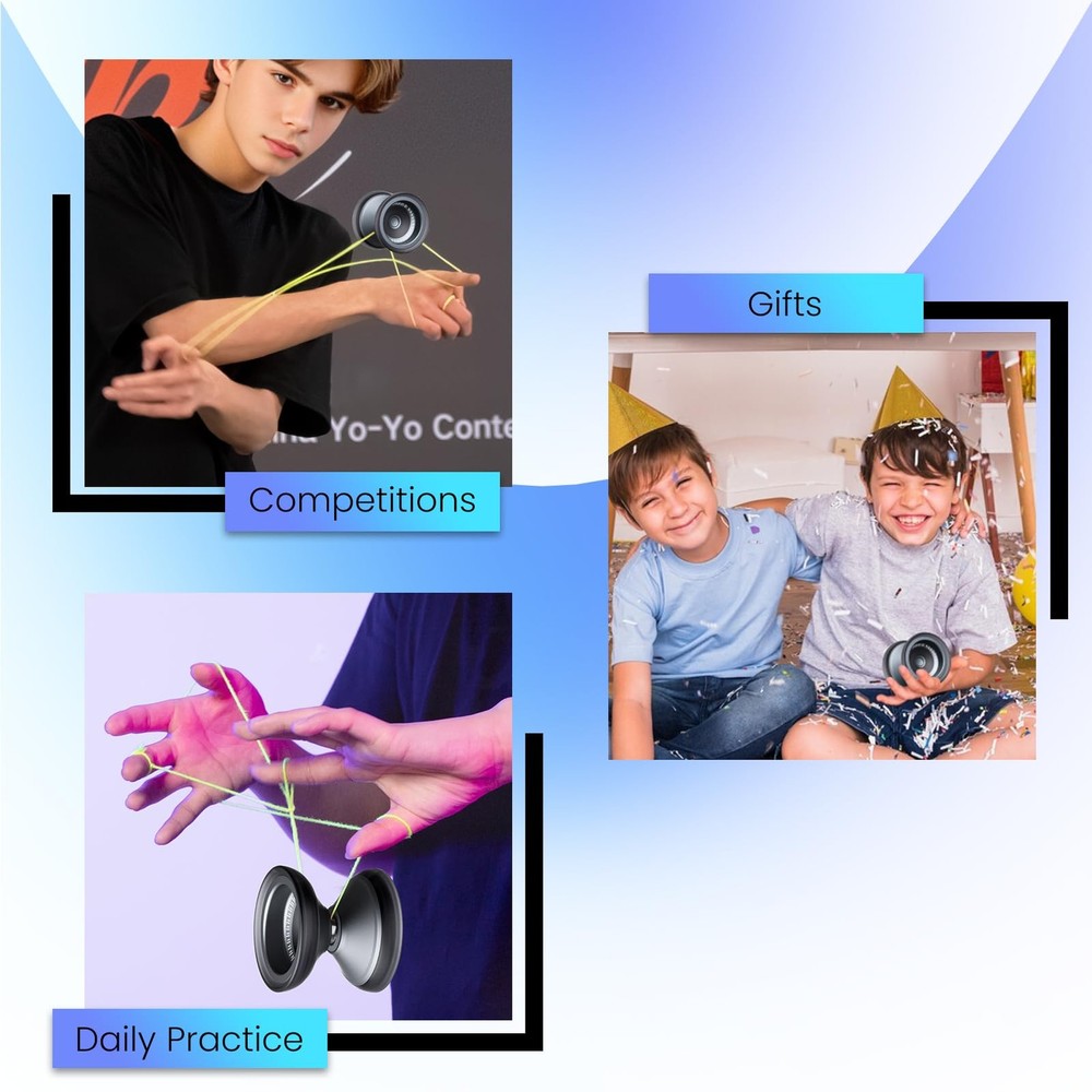 Bi-Material Yoyo for Kids 8-12, Responsive Unresponsive Tricks, 12 Strings