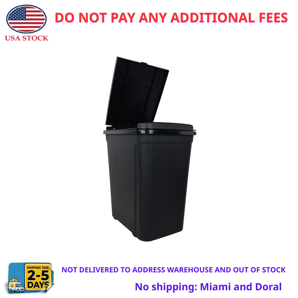 Kitchen Trash Can, 7.6 Gallon Plastic Garbage Bin with Touch Top Lid, Black