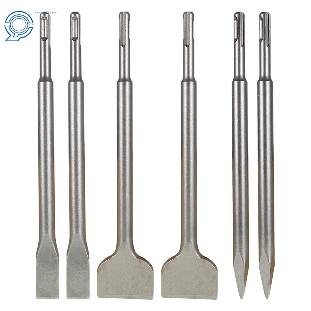 Includes Point Chisel + 20mm & 40mm Flat Chisel 6-Piece SDS Plus Chisel Set
