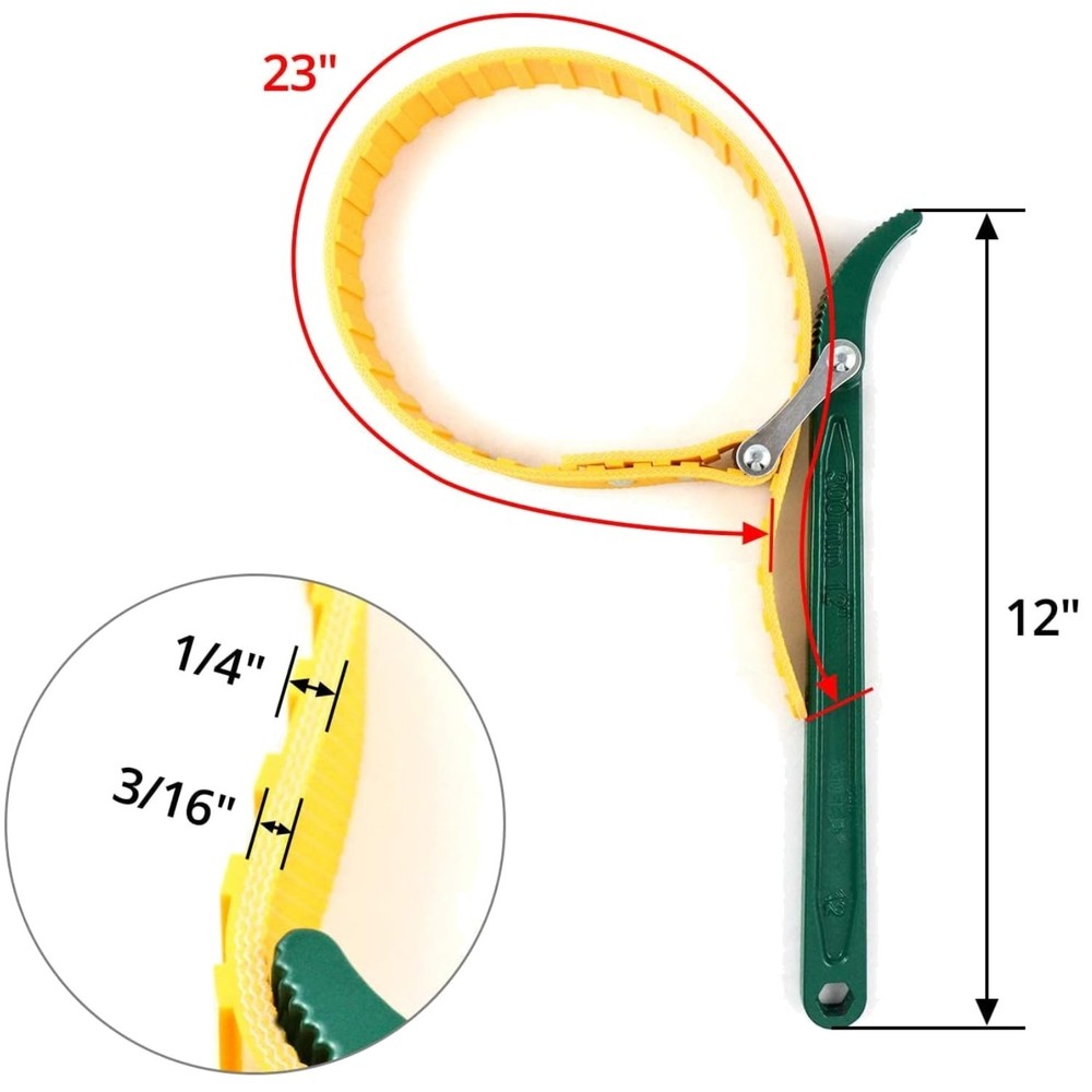 Rubber Strap Oil Filter Wrench - Adjustable 8" Capacity