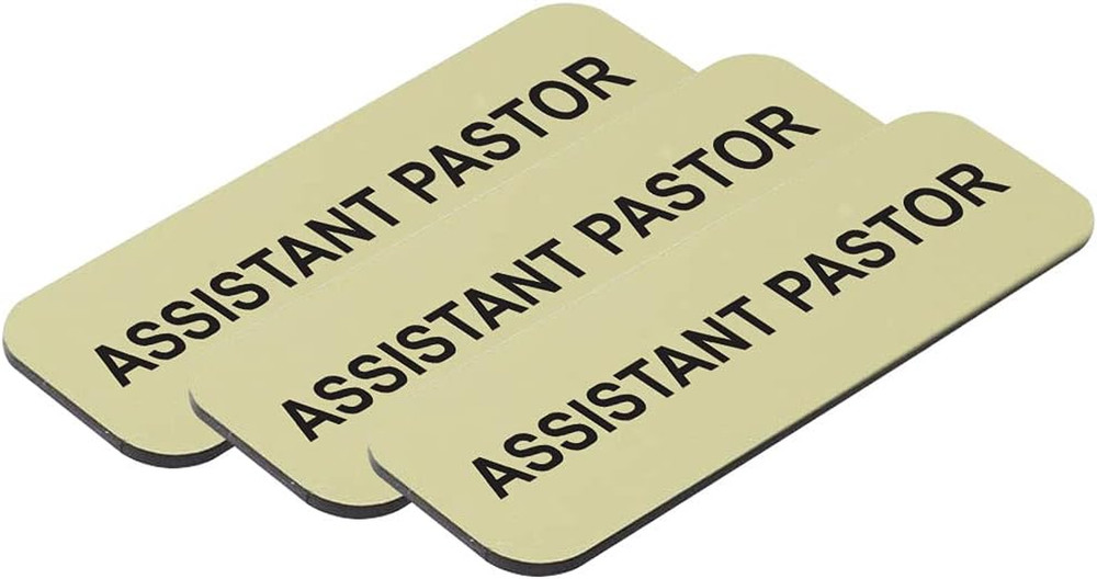 Assistant Pastor 1 X 3" Name Tag, Brushed Gold (3 Pack)