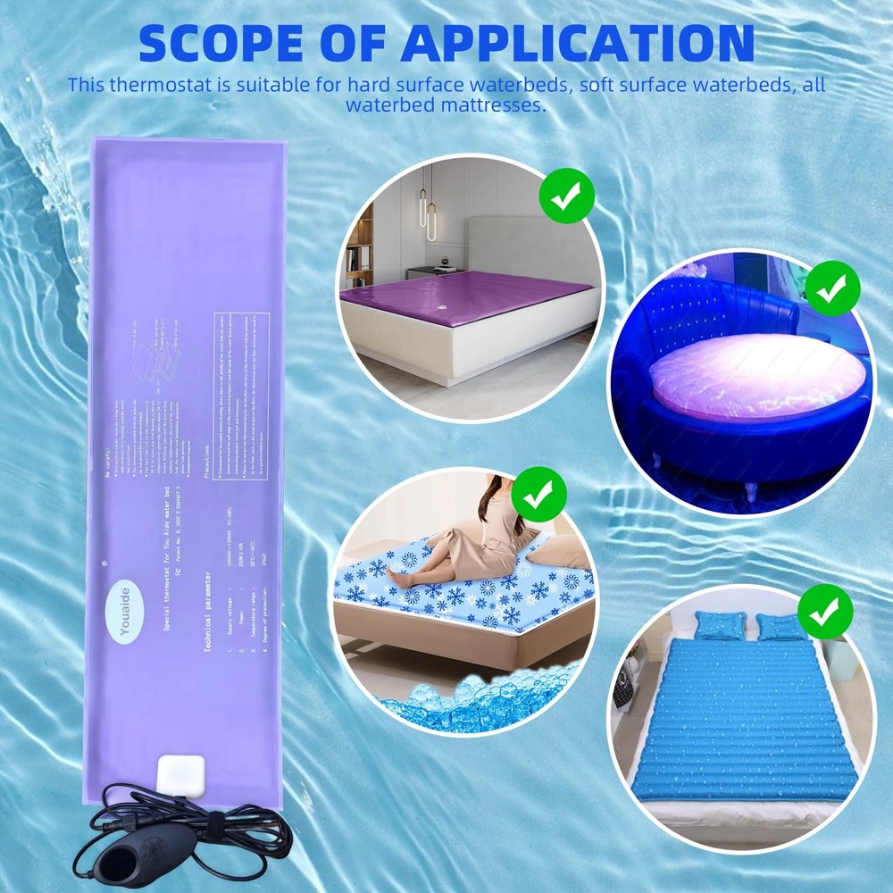 Softside Hardside Water Bed Heater, 240W Digital Display Smart Water Bed Heat...