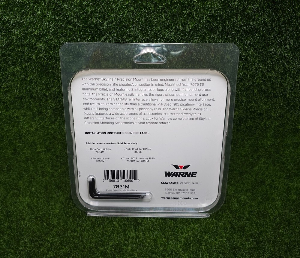 Warne Skyline 34mm Medium Precision Scope Mount Ring/Base Combo, Black - 7821M