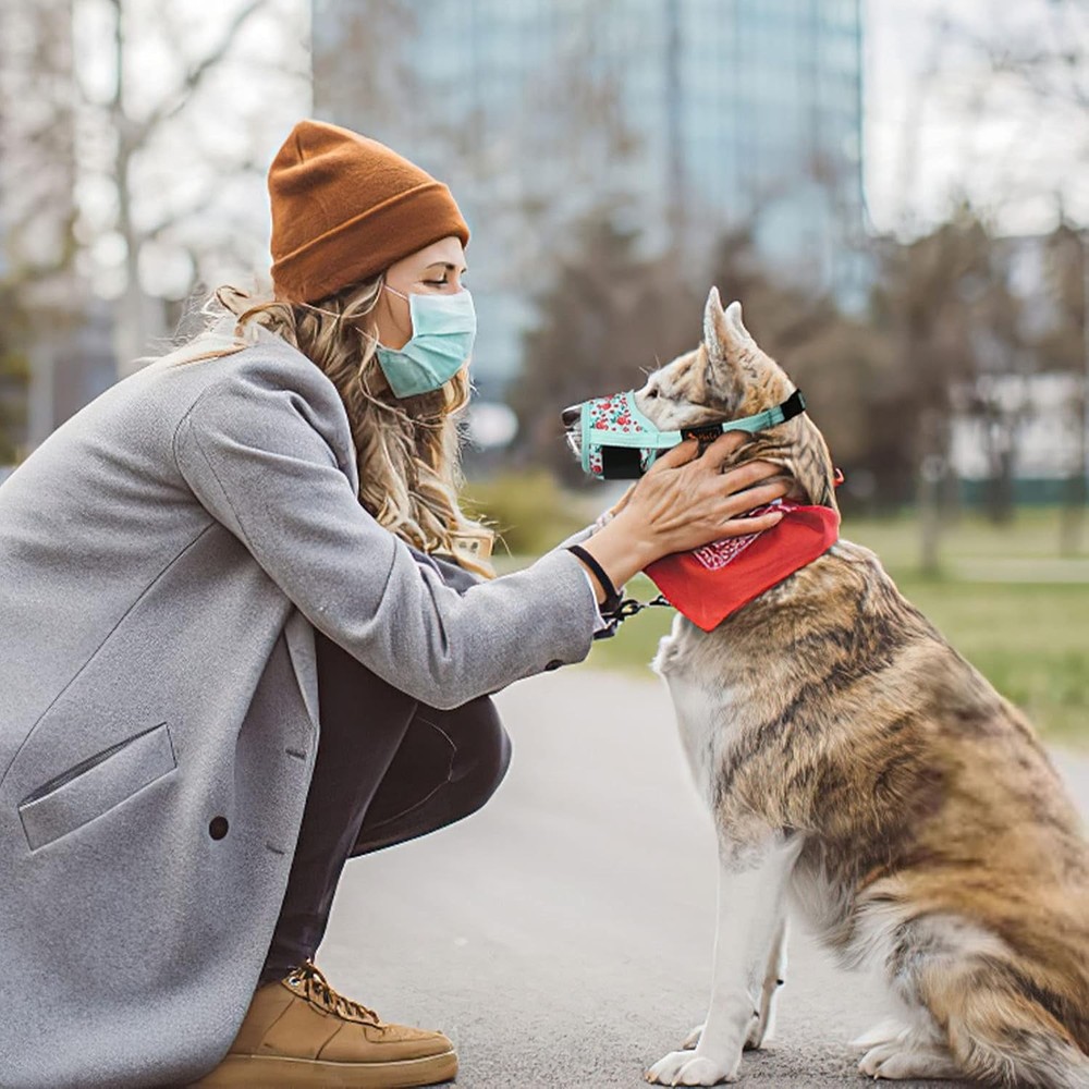 Dog Muzzle Soft Nylon Breathable Adjustable Loop Small Medium Large Pets