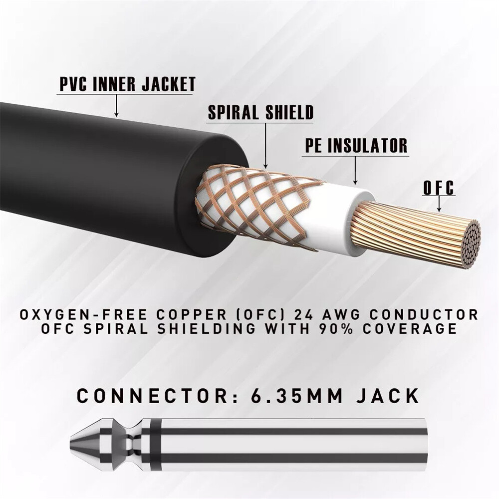 2 Pack 10FT Electric Patch Cord Guitar Amplifier Amp Cable Right Angle 90 Degree