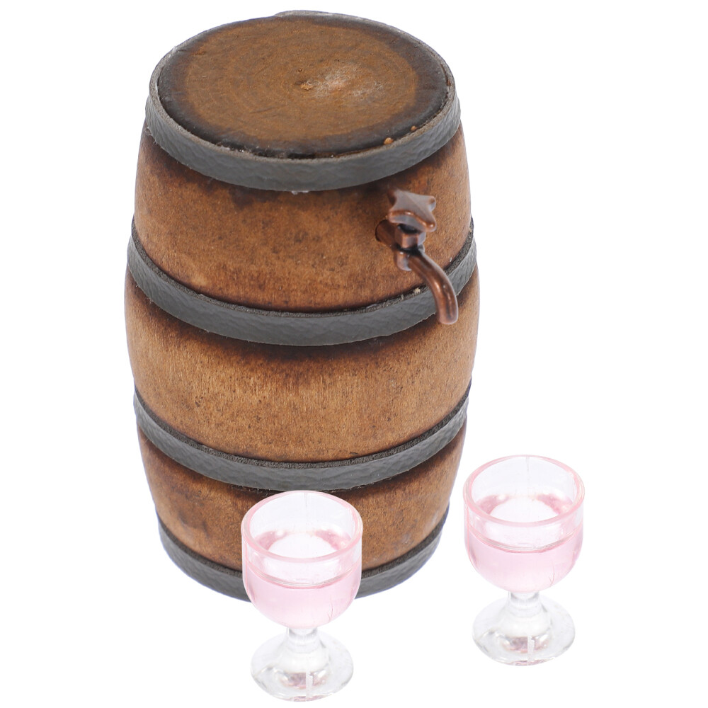 Mini Wine Barrel Set Miniature Restaurant Accessories Tiny House