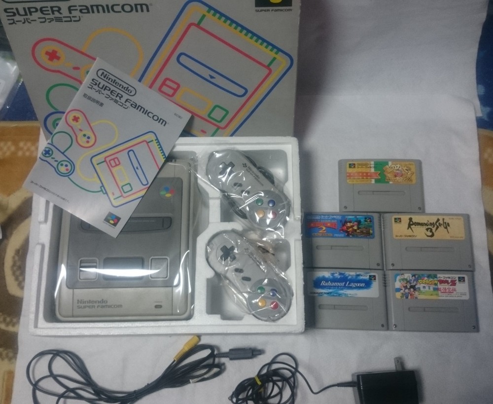 complete! 5Games+Nintendo Super Famicom Console System Boxed  Ship Free!