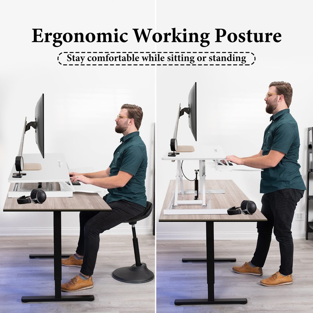 37" Home Office Desk Riser Adjustable Standing Desk Converter Adjustable