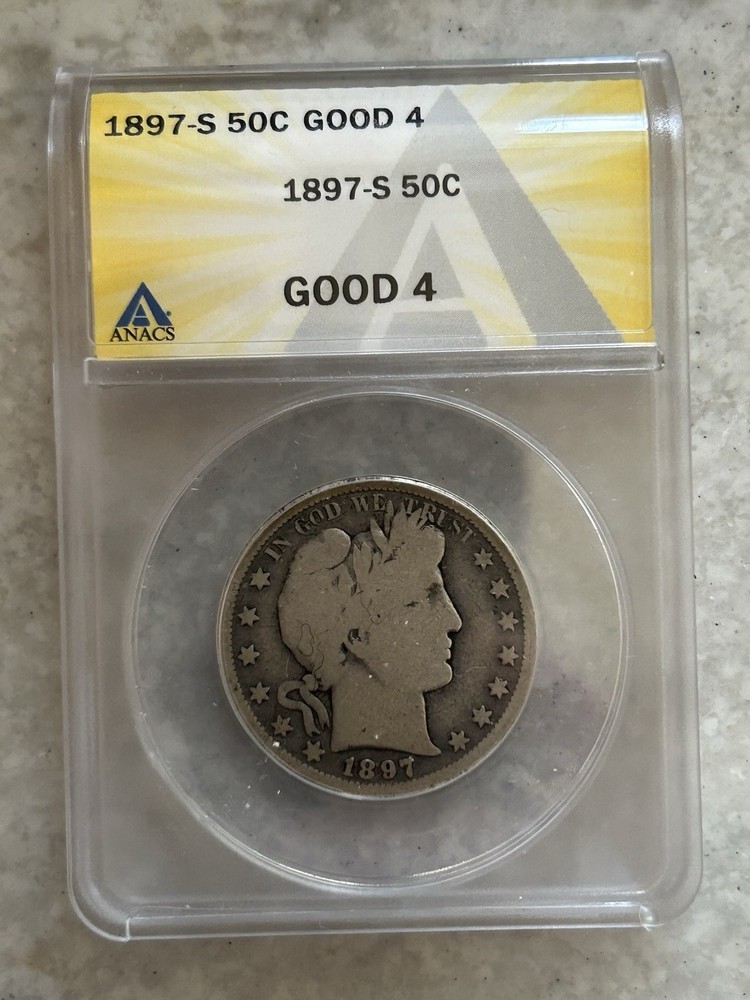 1897 s barber half dollar Anacs G4