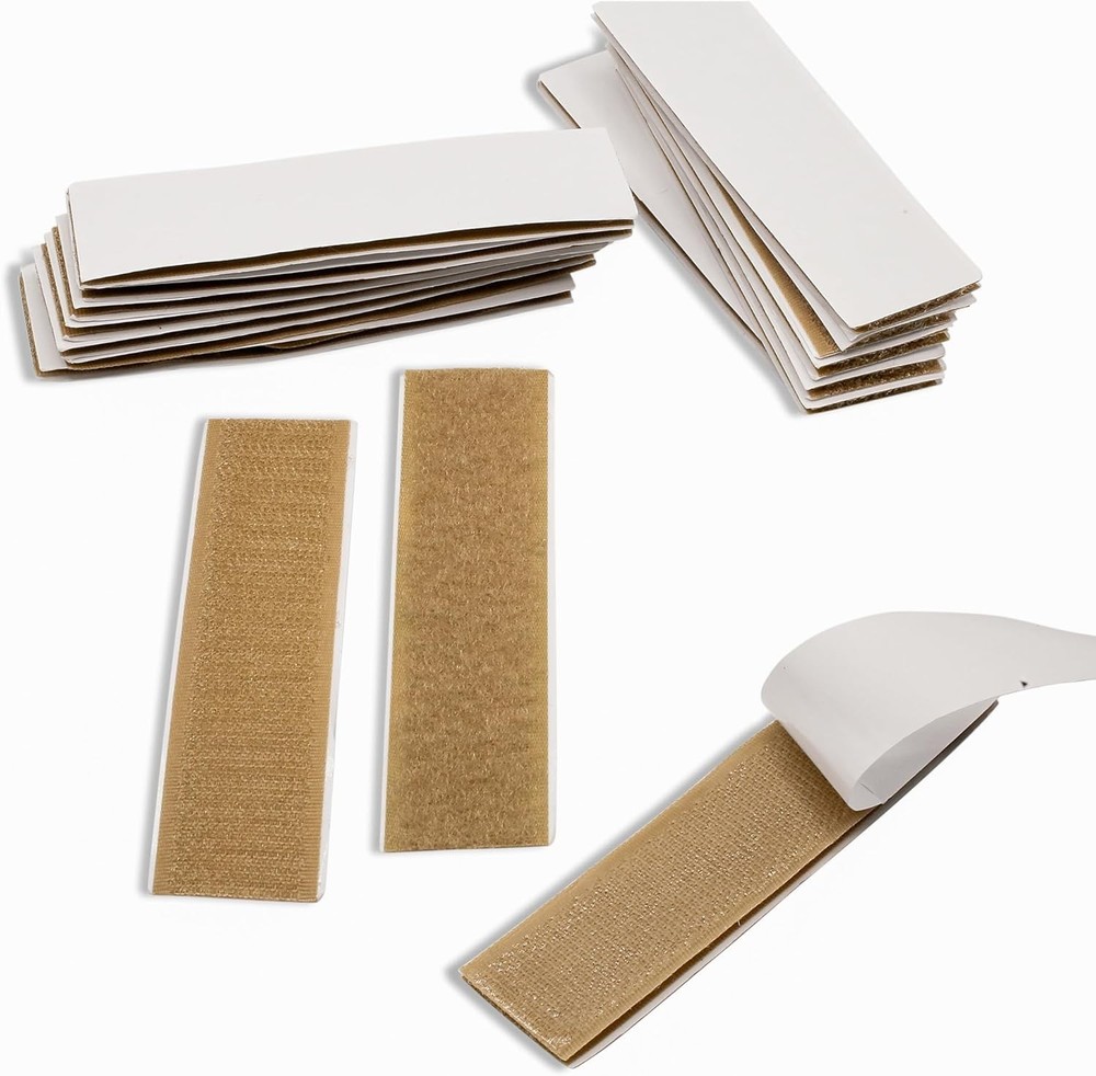 15 Sets Beige Hook and Loop Strips with Adhesive 1 inch Width Strong Tan Adhe...
