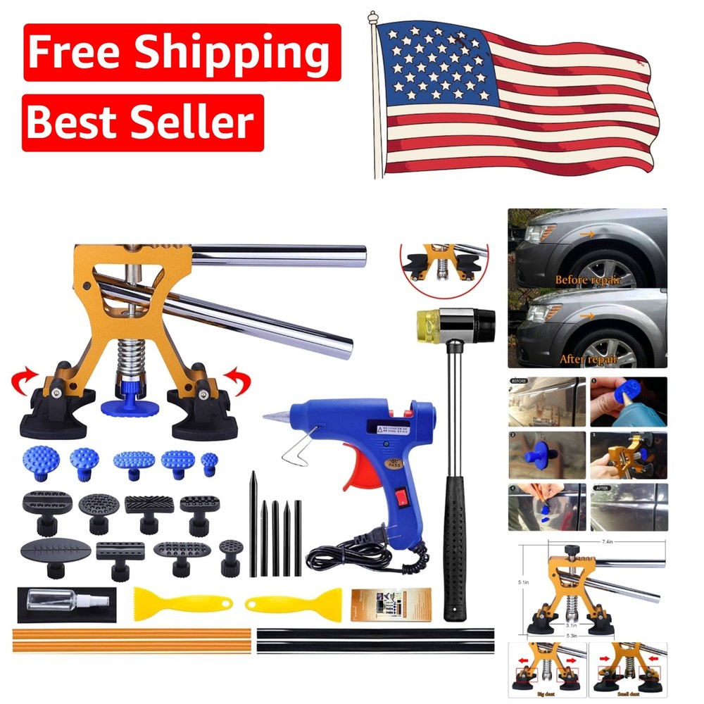 Ergonomic Auto Dent Puller 35pc Set - Protects Paint & Perfect for DIY Repairs