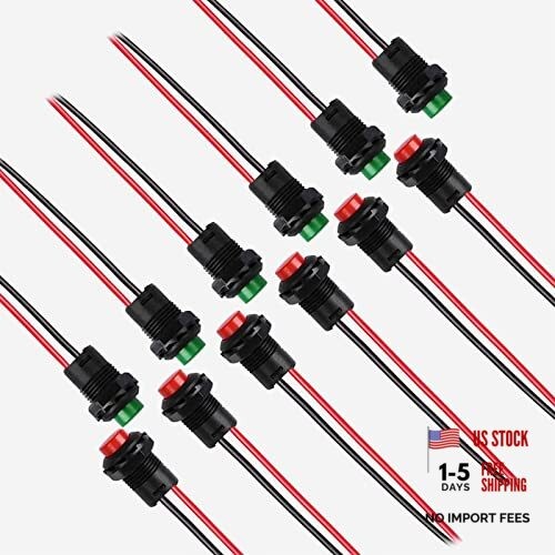 12mm Mini Latching Push Button on Off Switch Prewelded Wire,Self-Locking Micro