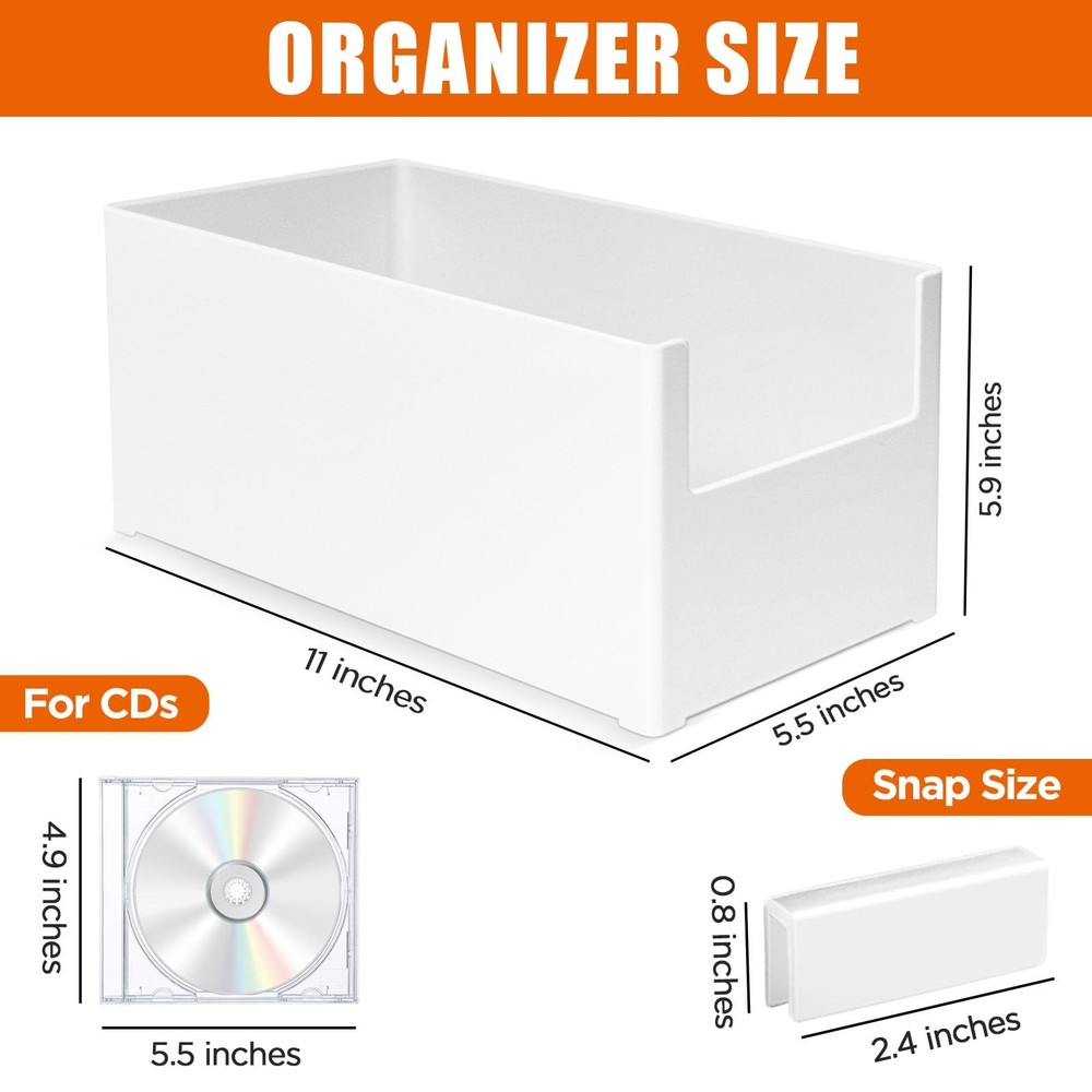CD Storage Box, Stackable Plastic CD Organizer, Hold Up to 25 CDs, CD Storage...