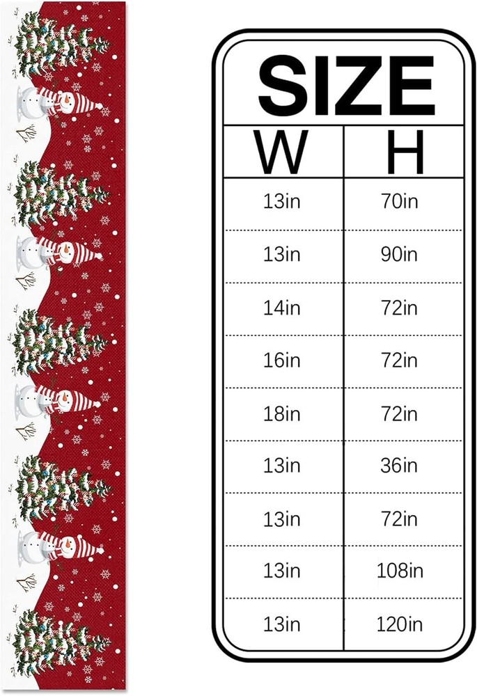 Christmas Snowflake Table Runner 70" Rustic Red Holiday Table Decor