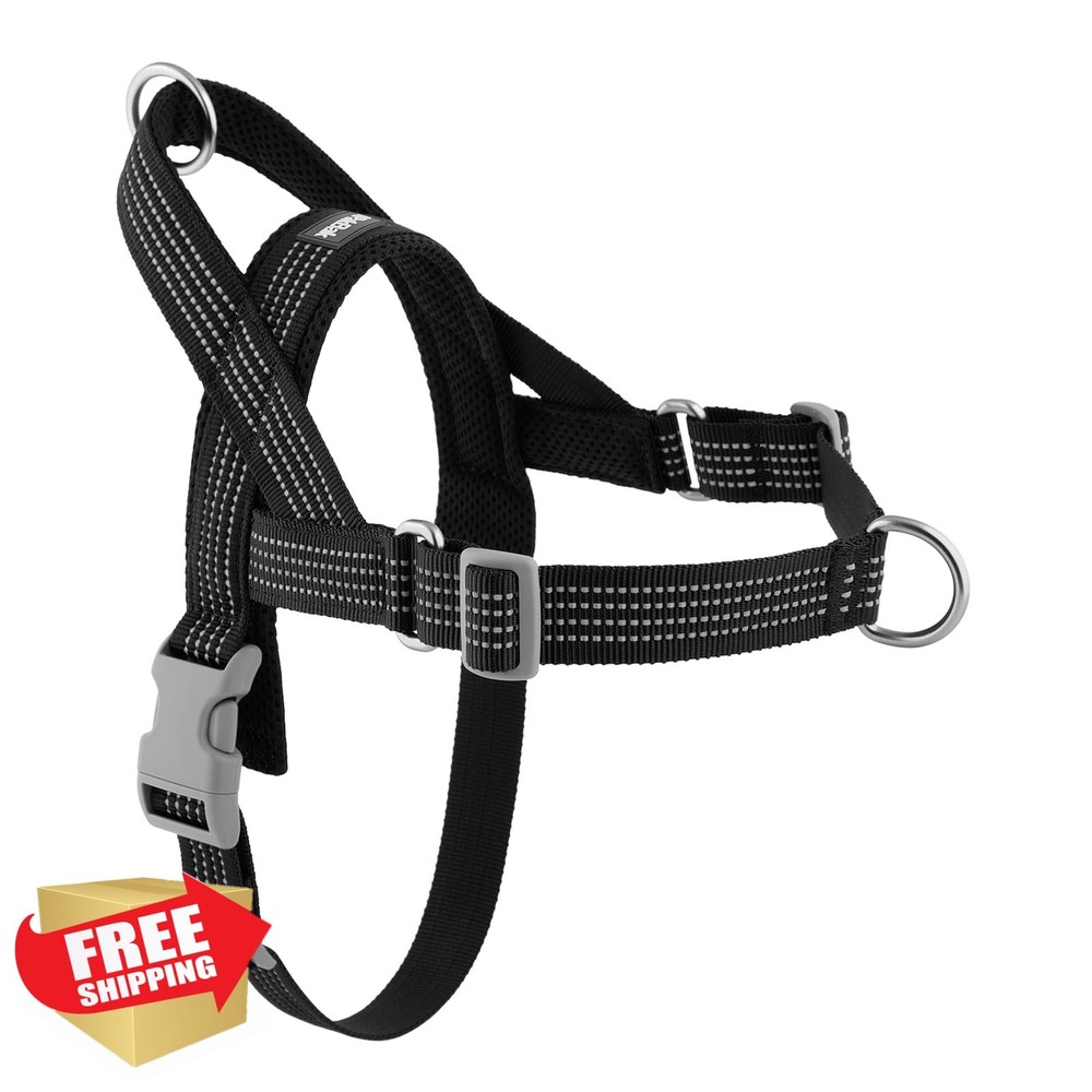 APakBak No Pull Dog Harness Black XL Padded Mesh Front Clip Handle