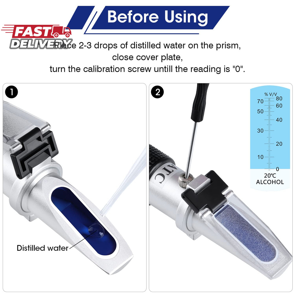 Optics Alcohol Refractometer Automatic Temperature Compensation Alcohol Meter 0~