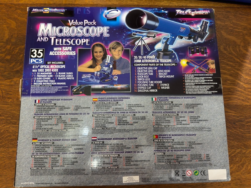 Micro Science Value Pack Microscope And Telescope With Safe Accessories 35 pcs