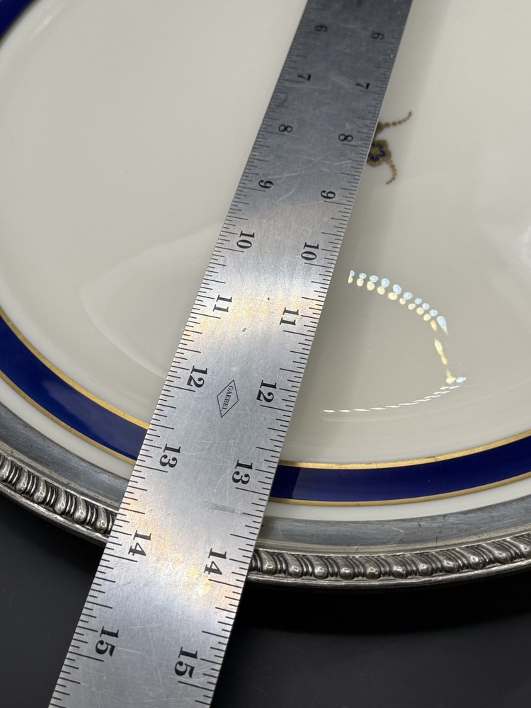 Lenox Sterling Silver Gorham Large Serving Dish 14 Inch Platter Ceramic